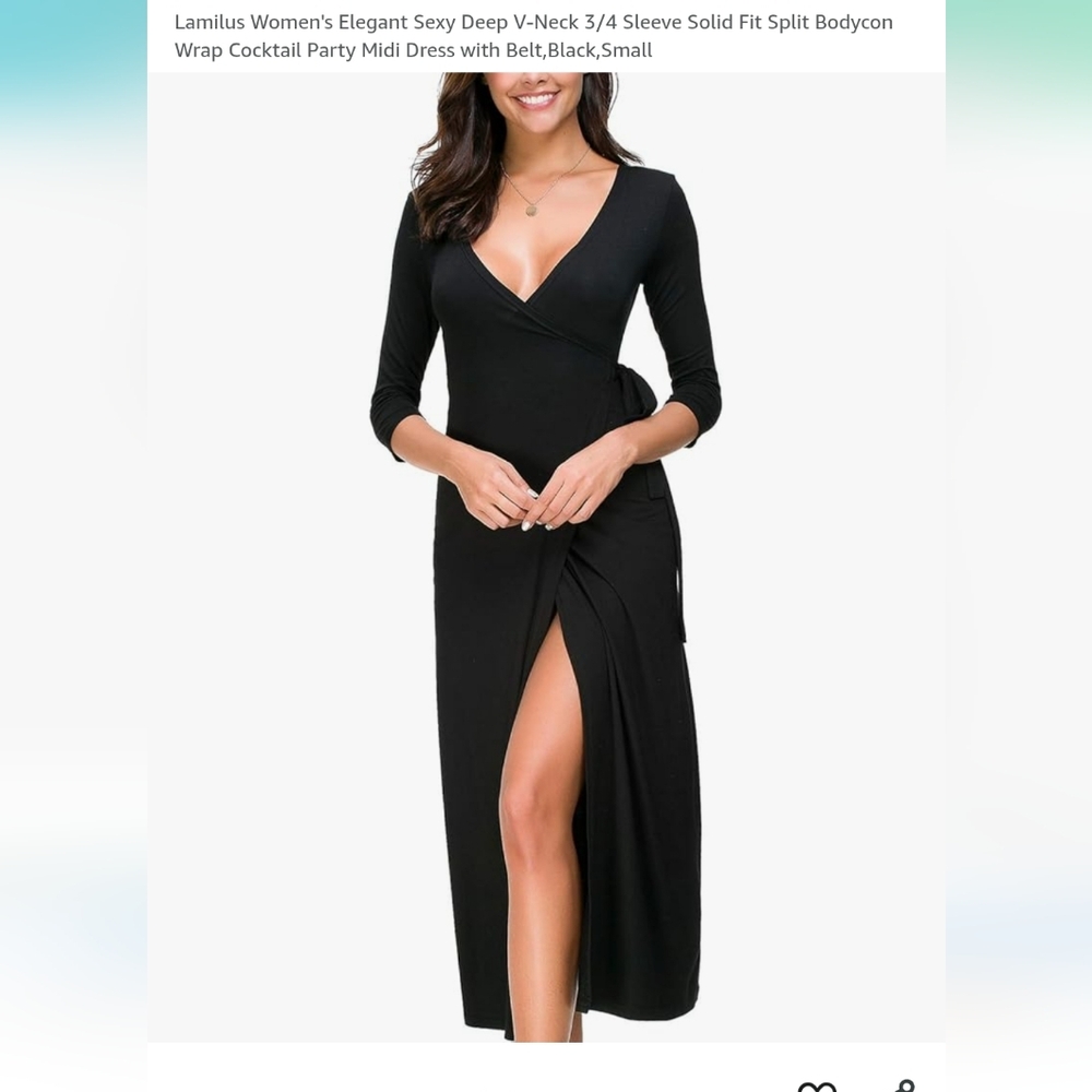 Black Stretch and Sexy Wrap Dress - Small